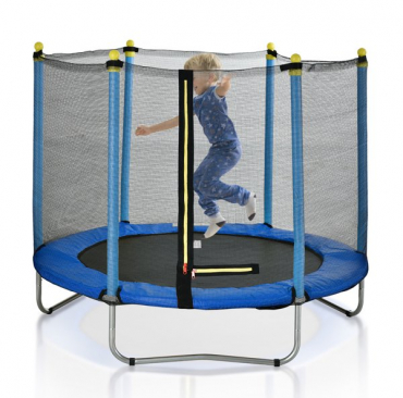 FEIKUQI Trampoline with Enclosure Netting, New Upgraded 5 FT Kids Outdoor Trampoline, Heavy Duty Round Trampoline for Indoor Outdoor Backyard, Perfcet Gift for Kids Childrens, Blue 1