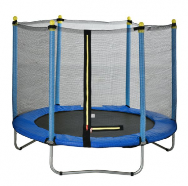 FEIKUQI Trampoline with Enclosure Netting, New Upgraded 5 FT Kids Outdoor Trampoline, Heavy Duty Round Trampoline for Indoor Outdoor Backyard, Perfcet Gift for Kids Childrens, Blue 3